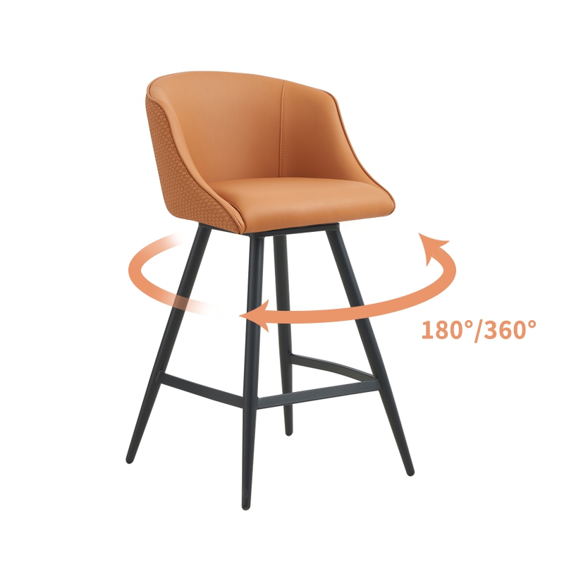 Taburetes giratorios tapizados naranja