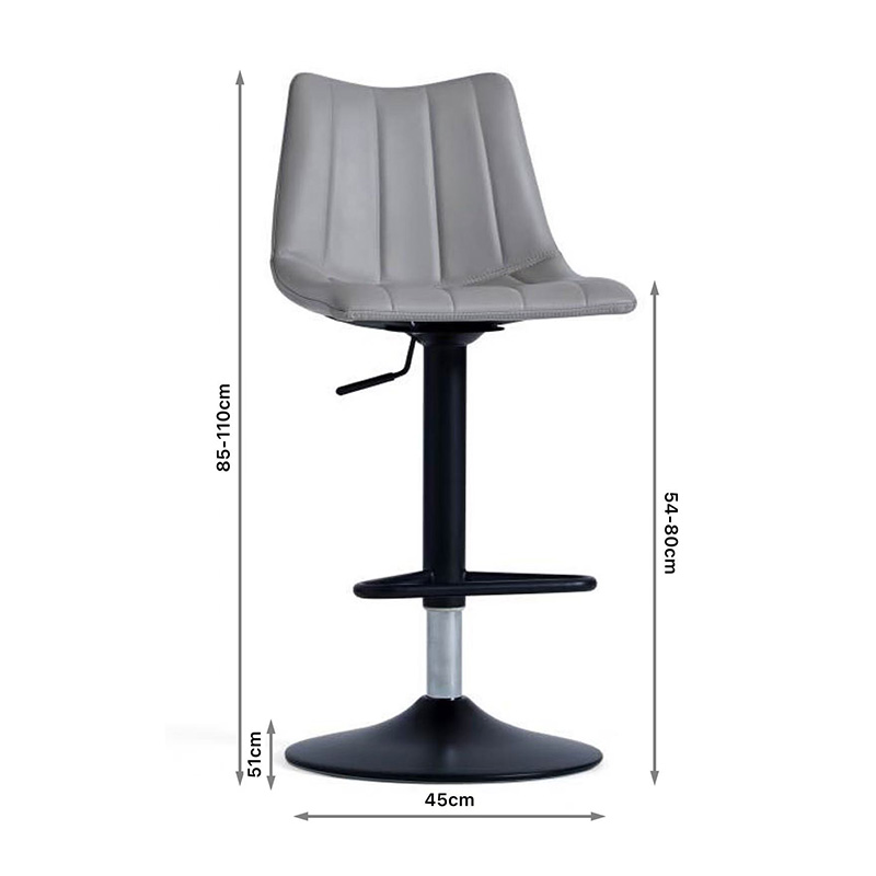 Grey Bar Chairs with Back and Footrest