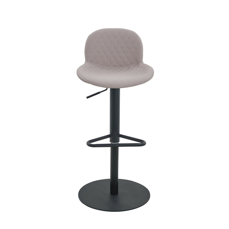 Stylish Light Gray Swivel Stool with Back