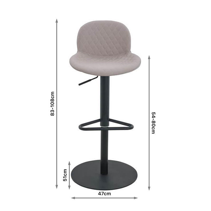Stylish Light Gray Swivel Stool with Back