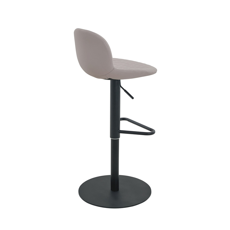 Stylish Light Gray Swivel Stool with Back