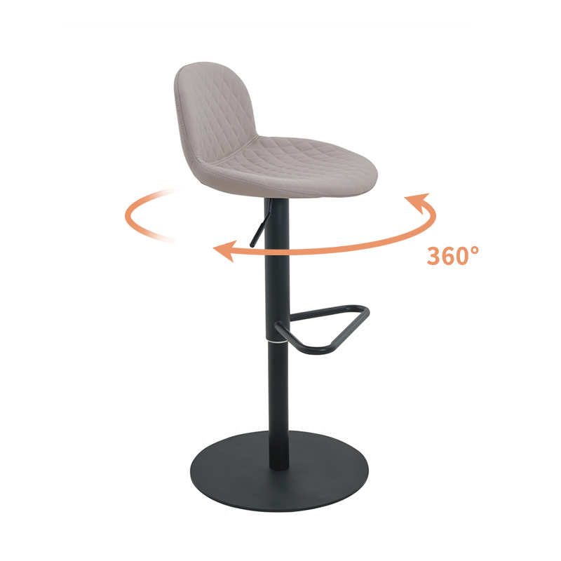 Stylish Light Gray Swivel Stool with Back